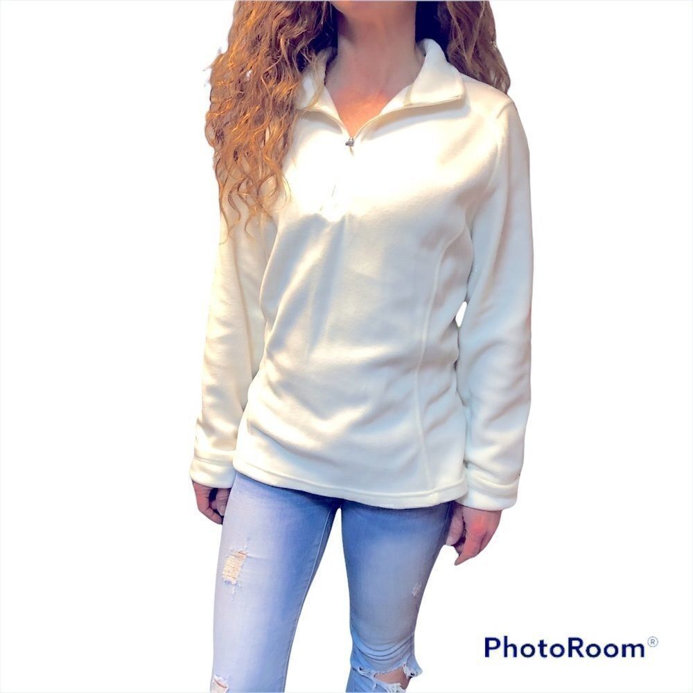NWOT Land’s End White 3/4 Zip Up Size M ( 10/12) Amazing Quality!